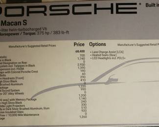 2023 Porsche Macan Sticker Info