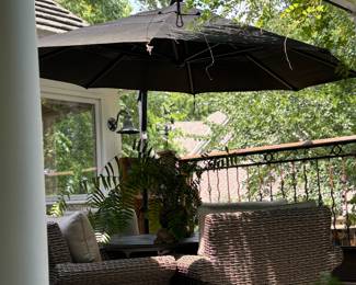 12' Cantilever  Umbrella - tear in one panel that can be repaired or umbrella part can be replaced.  Mechanism is amazing as it can be adjusted.