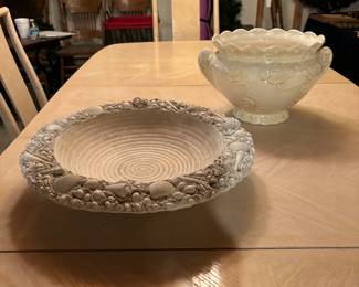 Heavy Shell Trimmed Bowl, Ceramic Tureen