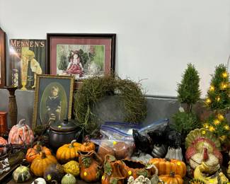 Vintage Framed Prints.  More Pumpkins and topiaries