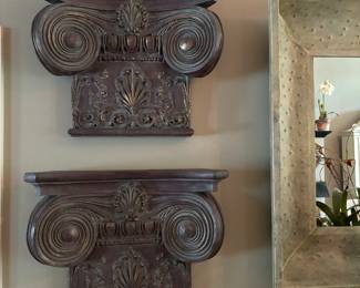 Metal Wall Art of French 19th Century Architecture.  24X19" each