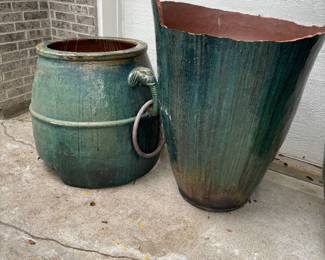 And this is why I say do not tip or move urn.  We are selling these wonderful pieces.  Use your imagination.  They still make 2 great pots and again they are heavy heavy. See previous photos for the amazing 6 ft urn we have to sell.