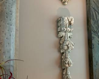 Plaster 2 pc wall decor.  Top pc 12", bottom pc 34"