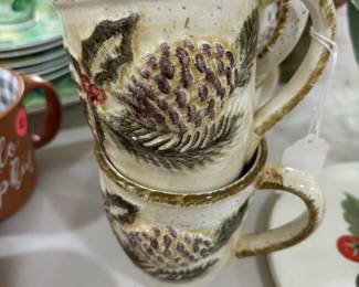 Pine Cone Holiday Mugs