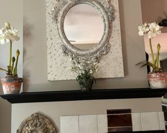 54X36" Victorian Mirror on metal white distressed frame.  So unique and beautiful