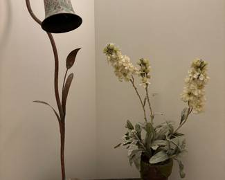 Copper tulip lamp on a simulated rock.  Another beautiful floral