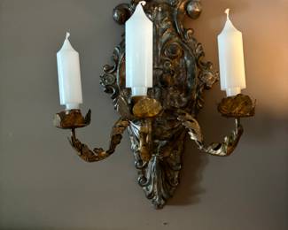 Gilt and Silver Brushed candelabra. 17"x13"