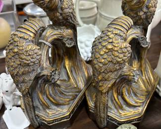 Nice brass bookends with bird sculpture