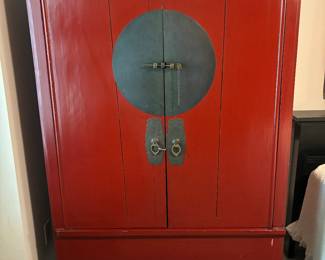 Chinese Wedding Chest. Traditional Red with black accents. (measurements to be posted
