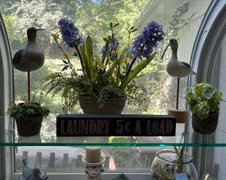 Wonderful Decor, gull birds,laundry signs, bird statuary, piller candles