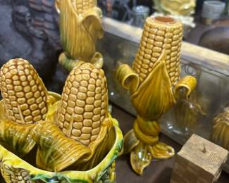 Beautiful ceramic Corn Cobs, Bowl and Candle Holders