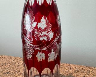 Bohemian ruby cut glass decanter