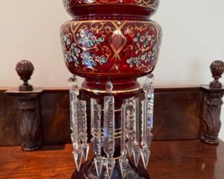 Bohemian cranberry glass lustres