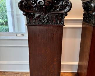 Pr carved pedestals with granite tops                                  47"h x 20"w x 15"d 