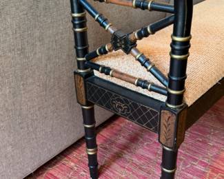 Chinoiserie faux bamboo bench                                                          19"h to seat x 4'w x 14"d