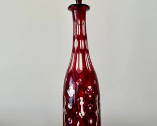 Bohemian ruby overlay glass decanter