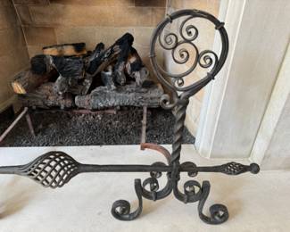 Antique iron andirons