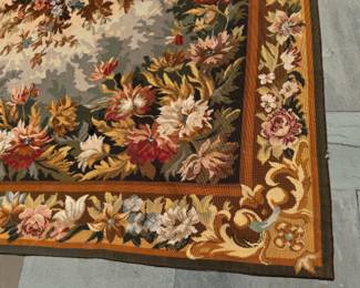 Woollen floral needlepoint rug 9' x 12'