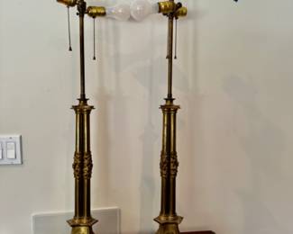 Antique French gilt brass lamps
