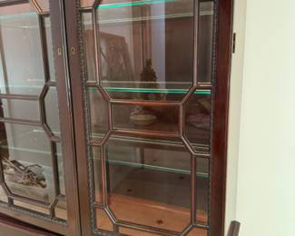 Mahogany glass door bookcase bureau                                            87"h x 42"w x 15"d