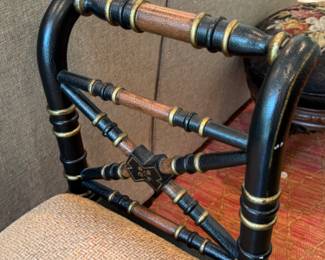 Chinoiserie faux bamboo bench                                                          19"h to seat x 4'w x 14"d