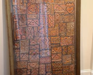 Antique framed  Indian embroidery                                   frame size 66" x 45.5"