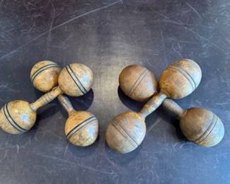 Antique wood barbells