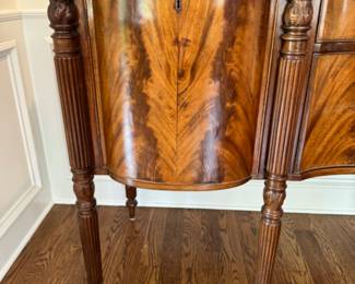 Antique flame mahogany serpentine sideboard                       41"h x 75"w x 24"d