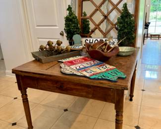 Rustic square dining table                                                            31"h x 41"x 45"