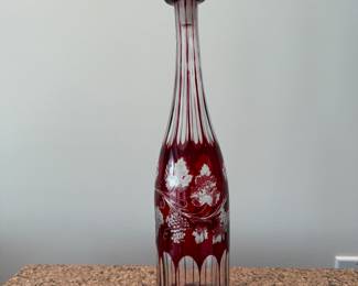 Bohemian ruby cut glass decanter