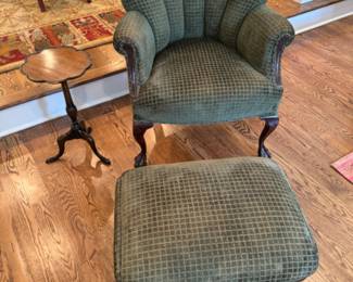 Vintage wing chair & ottoman 