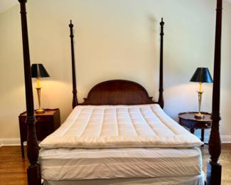 Carved mahogany queen four poster bed