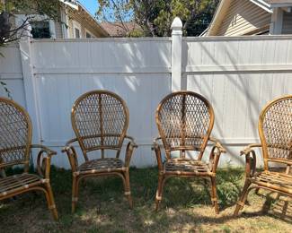 4 boho rattan chairs 