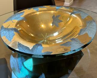 Signed and dated art glass sculpture bowl