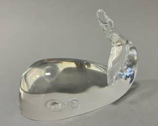 Signed Steuben Clear Glass Whale