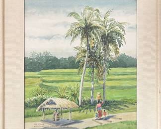 Charles Baskerville (American 1896 - 1994) “Memories of Bali” Watercolor on Paper