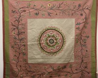 Vintage Needlepoint Square Rug
