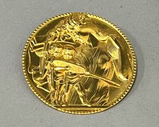 Art Nouveau Gold Plated Brooch by Pierre Turin