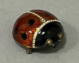 Vintage Metropolitan Museum Of Art MMA Sterling Silver Enamel Ladybug Brooch/Pendant