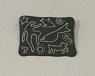 Modernist Keith Haring Style Brooch 