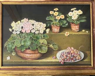 José Escofet (Spanish 1930- ) “Primroses and Grapes”, Gouache on Paper