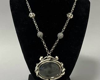 Signed Lozano Silver Tone Necklace 