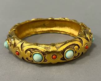 Vintage “Barrera” Gold Tone Metal Bangle Bracelet 