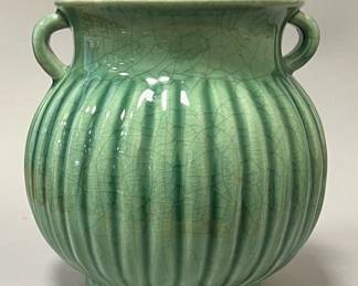 Vintage Green Crackle Glaze Double Handle