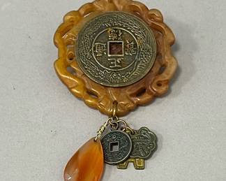 Chinese Coin Brooch 