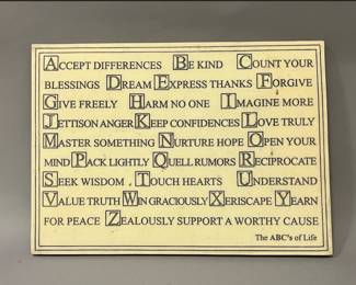 Large Faux Stone "The ABC's of Life" Wall Plaque