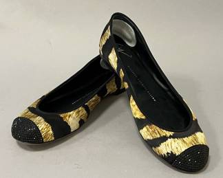 Giuseppe Zanotti Animal Print Sequence Toe Flats