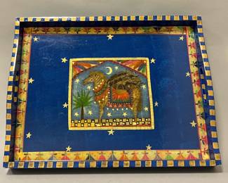 "Tray Chic" Cynthia Carey Hand Painted Tray, Signed and Dated 1993