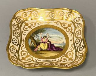 Attributed to Swansea and Nantgarw Porcelain Hand Painted Square Dish