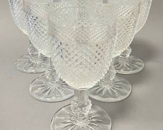 Set of 6 Cut Diamond Water Goblets, Attributed to Baccarat 1800's